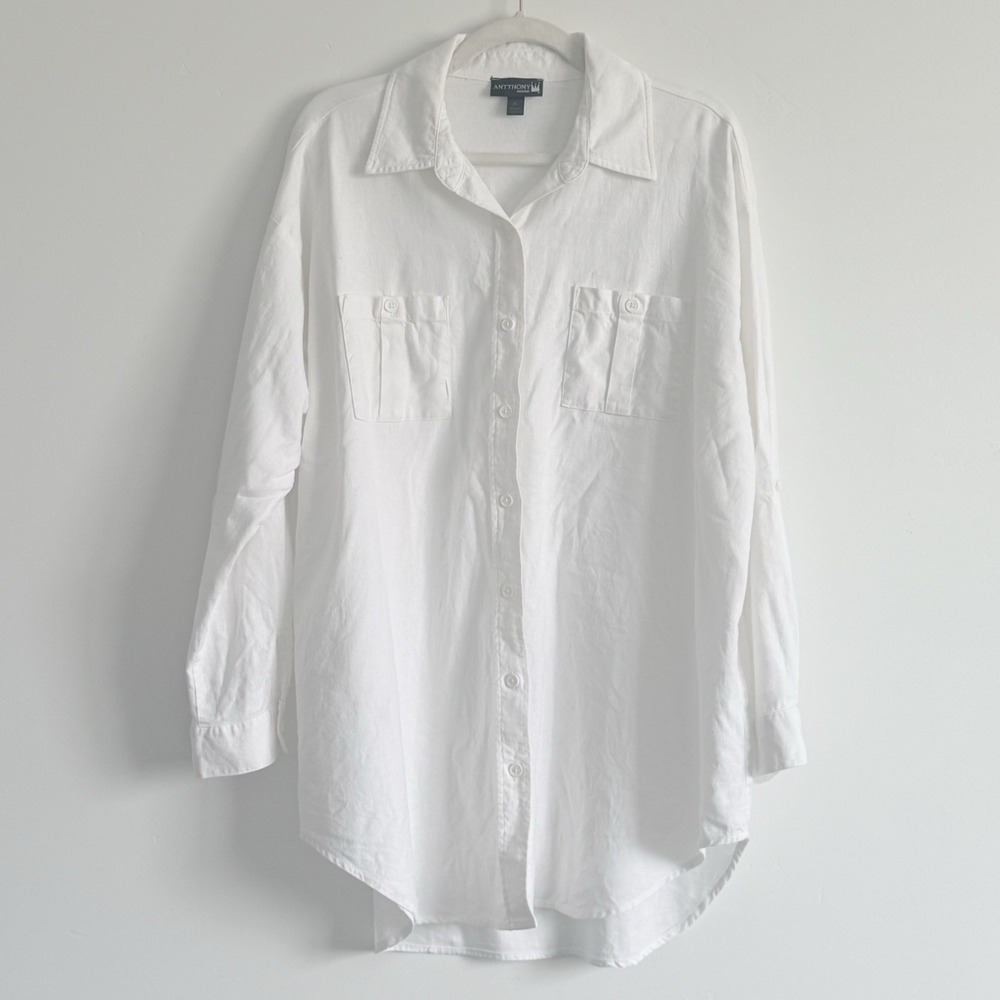Antthony‎ Originals Heavy Linen Shirt XL Button Up White Coastal Minimalist Norm